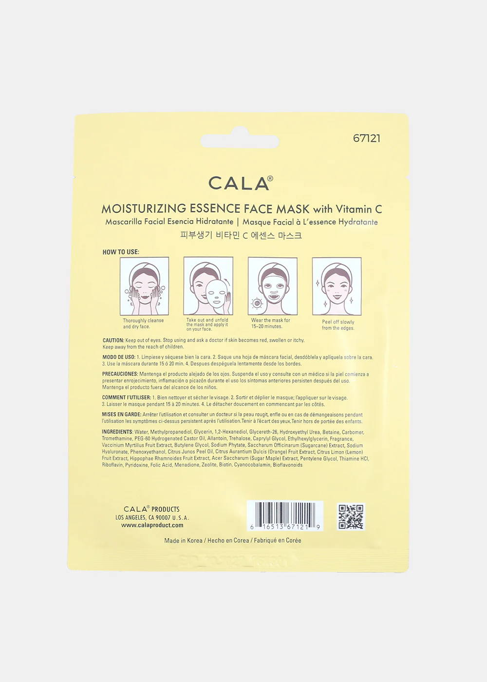 CALA Moisturizing Essence Face Mask with Vitamin C - 1 Sheet - Image 2