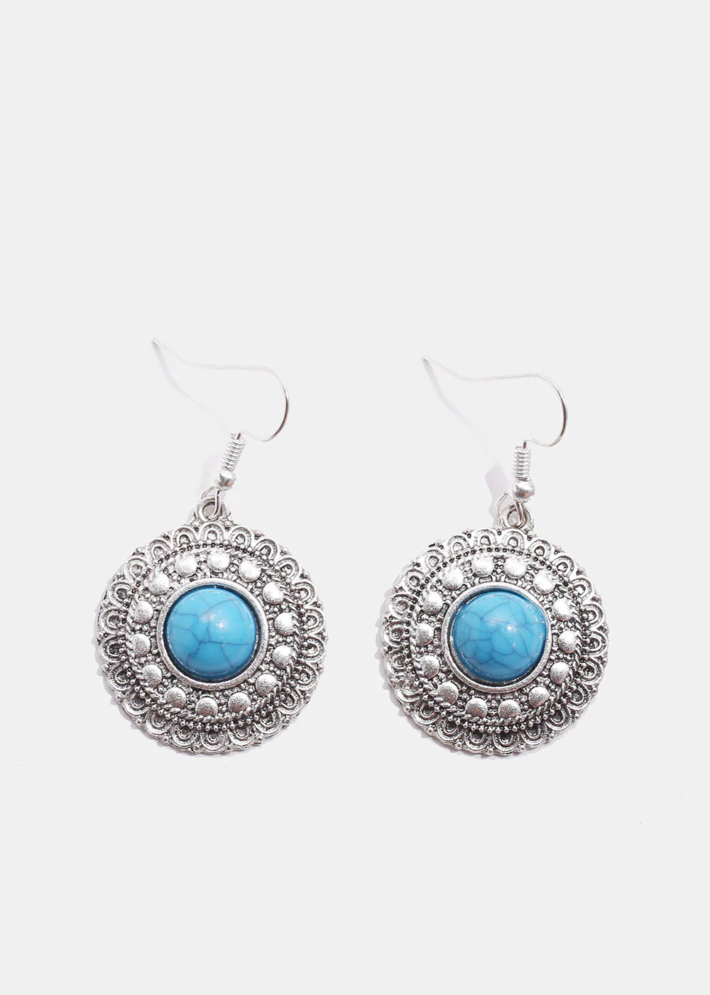 Circle Turquoise Stone Earrings - Image 3