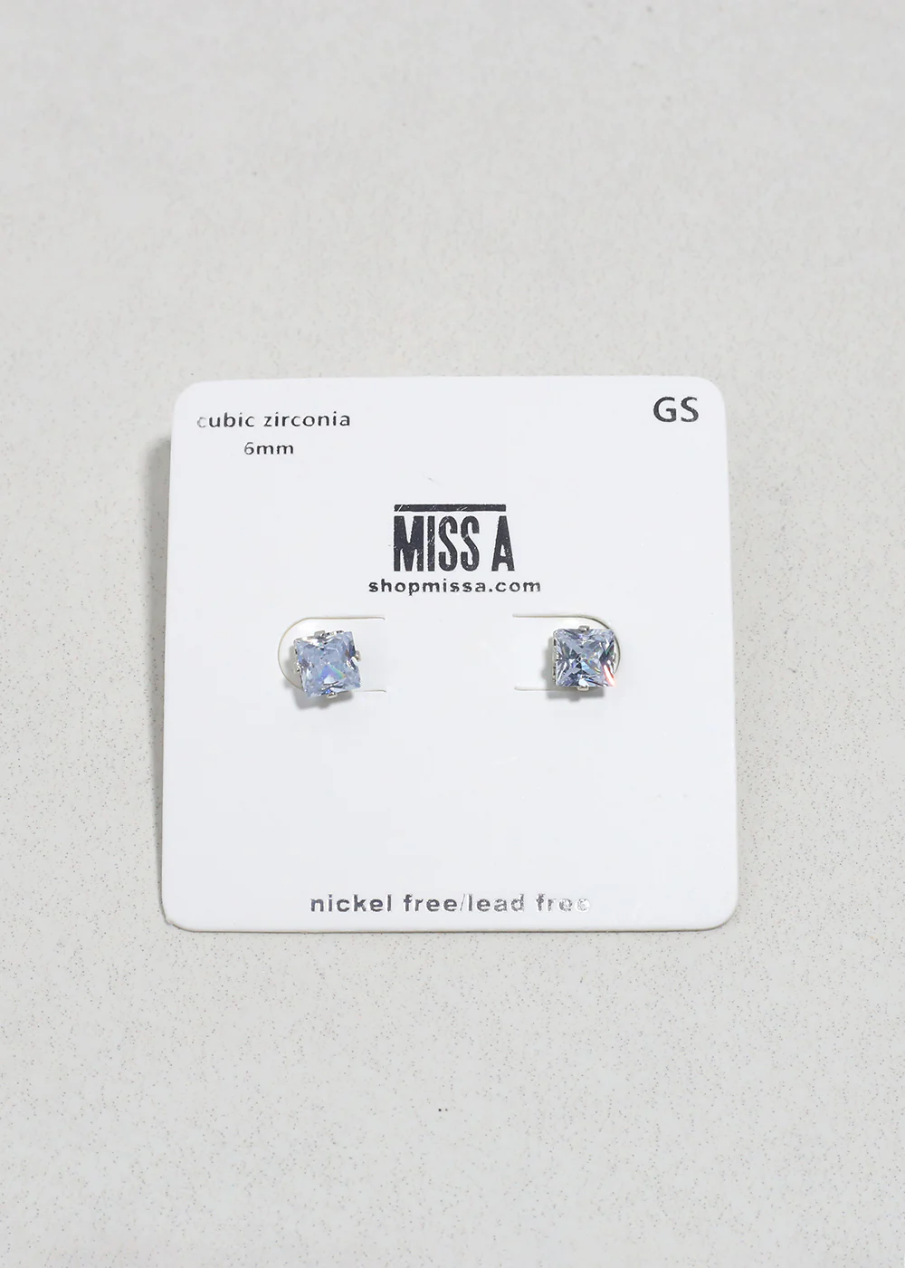 Classic 6mm Square Cubic Zirconia Silver Studs