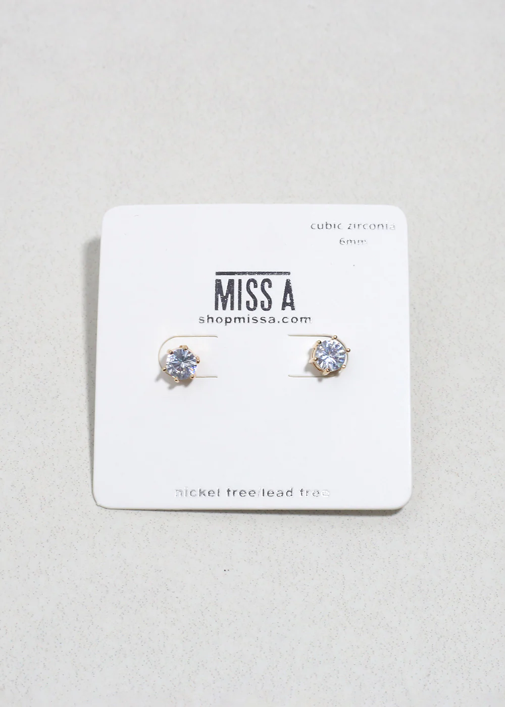 Classic Cubic Zirconia Stud Earrings - Gold