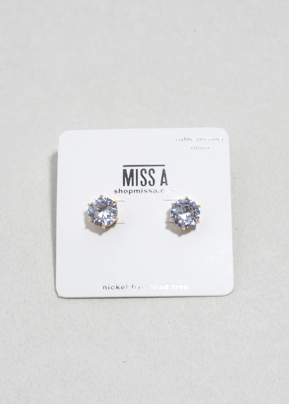 Classic Cubic Zirconia Stud Earrings - Gold - Image 5