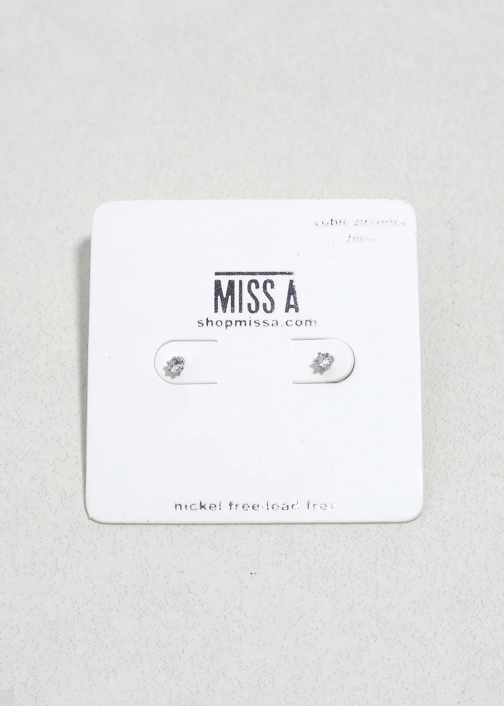 Classic Cubic Zirconia Stud Earrings - Silver - Image 2
