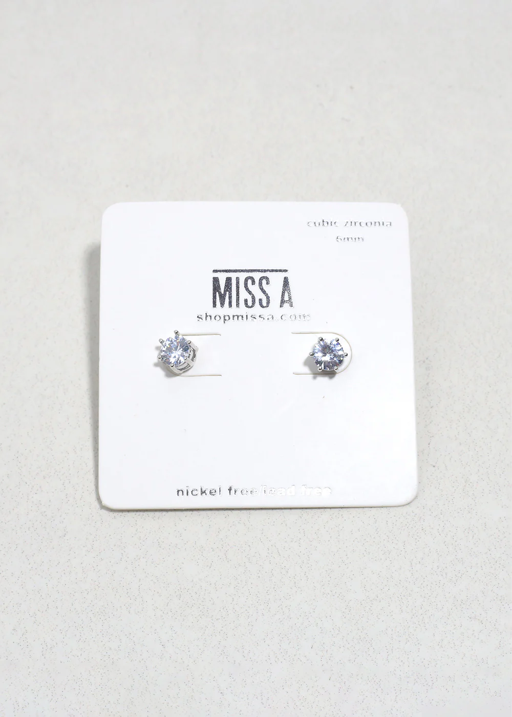 Classic Cubic Zirconia Stud Earrings - Silver - Image 4