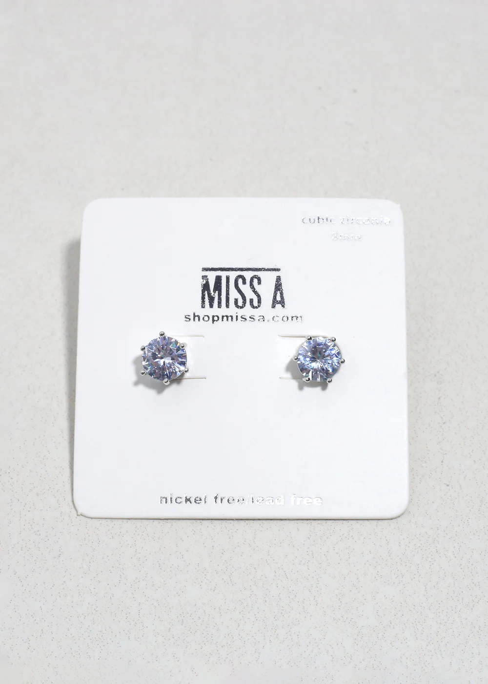 Classic Cubic Zirconia Stud Earrings - Silver - Image 5