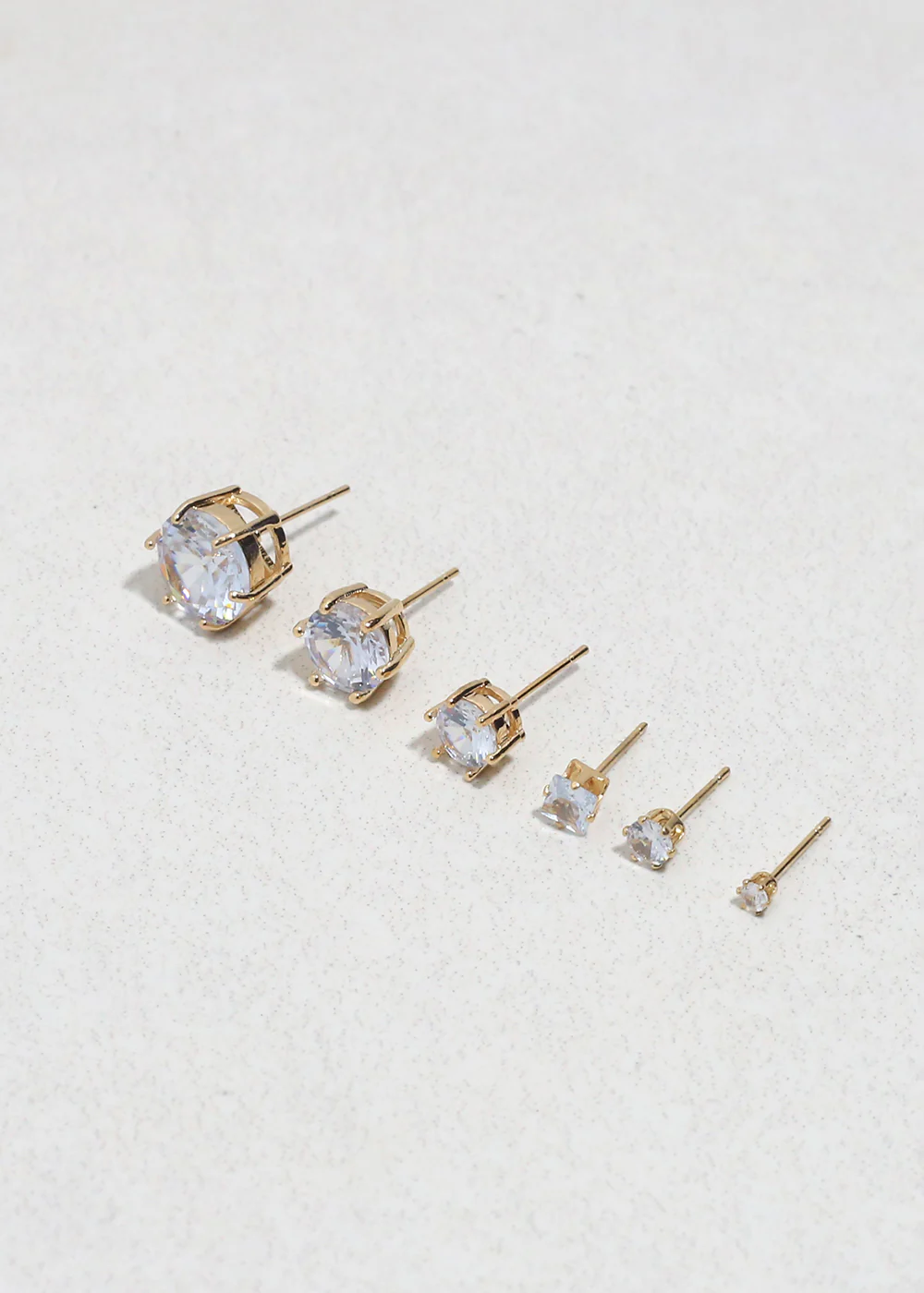 Classic Cubic Zirconia Stud Earrings - Silver - Image 6