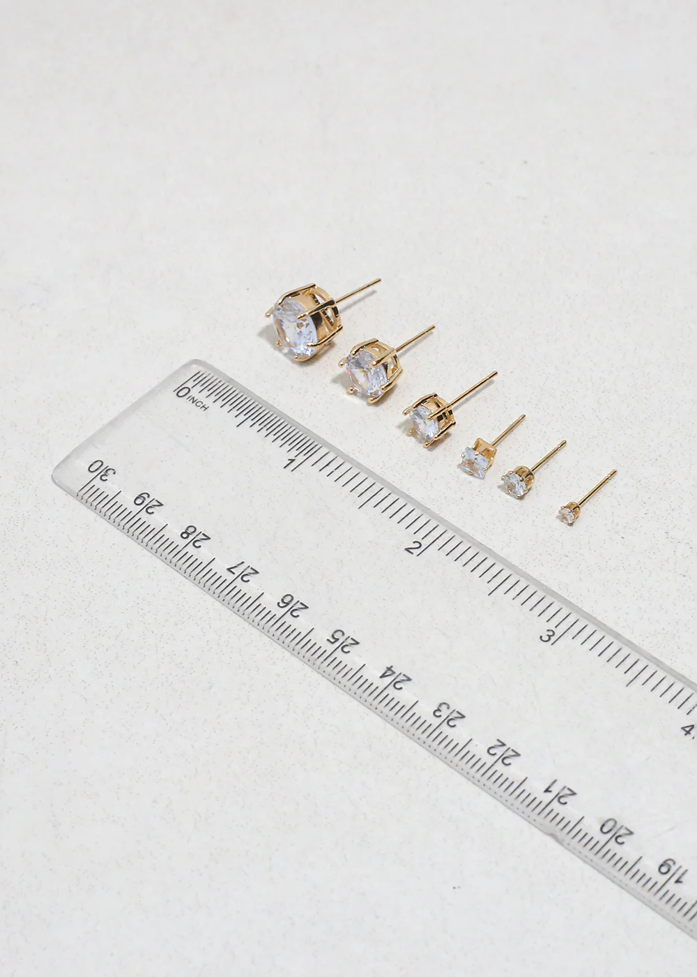 Classic Cubic Zirconia Stud Earrings - Silver - Image 7