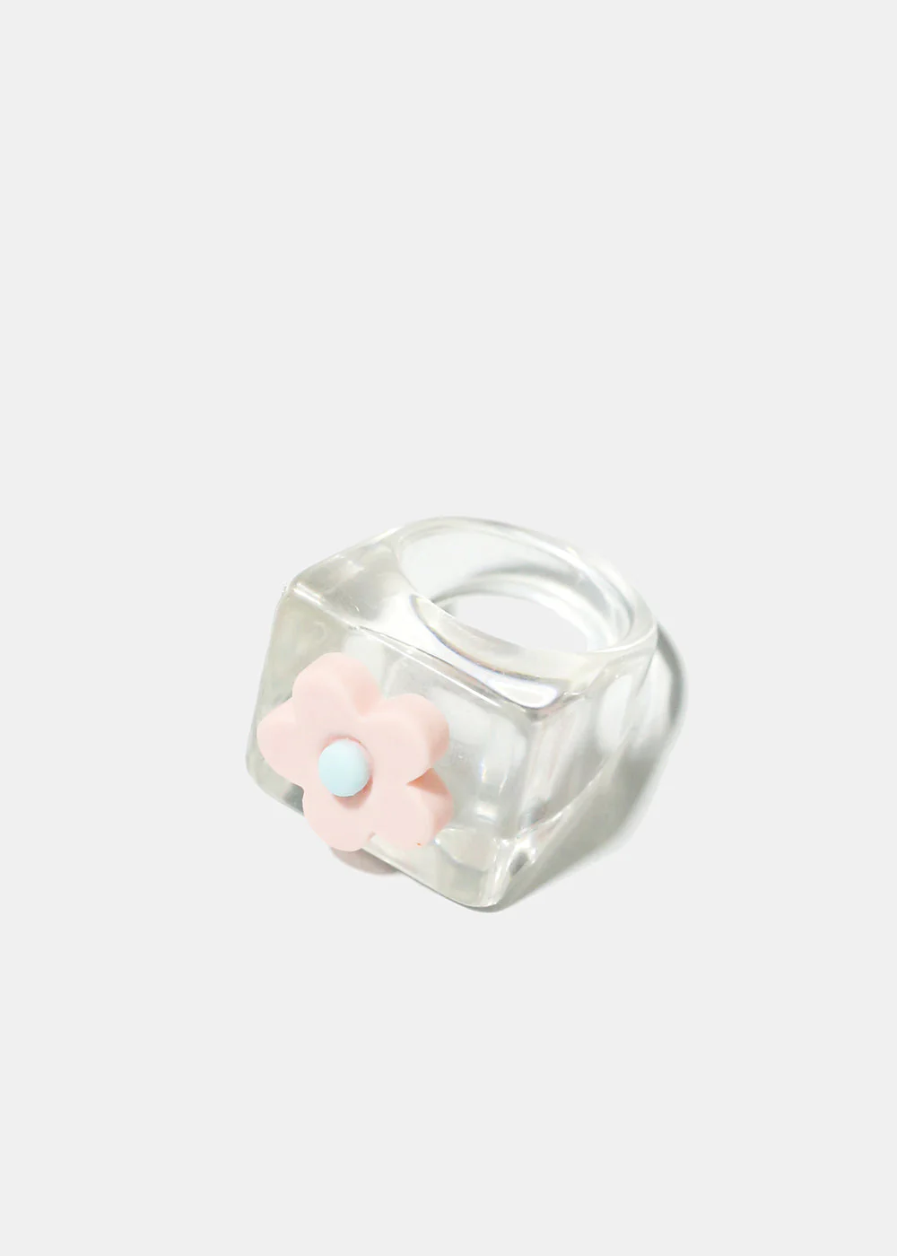 Clear with Flower Squared Ring - Image 2