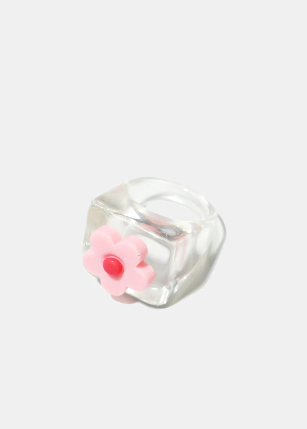 Clear with Flower Squared Ring - Image 3