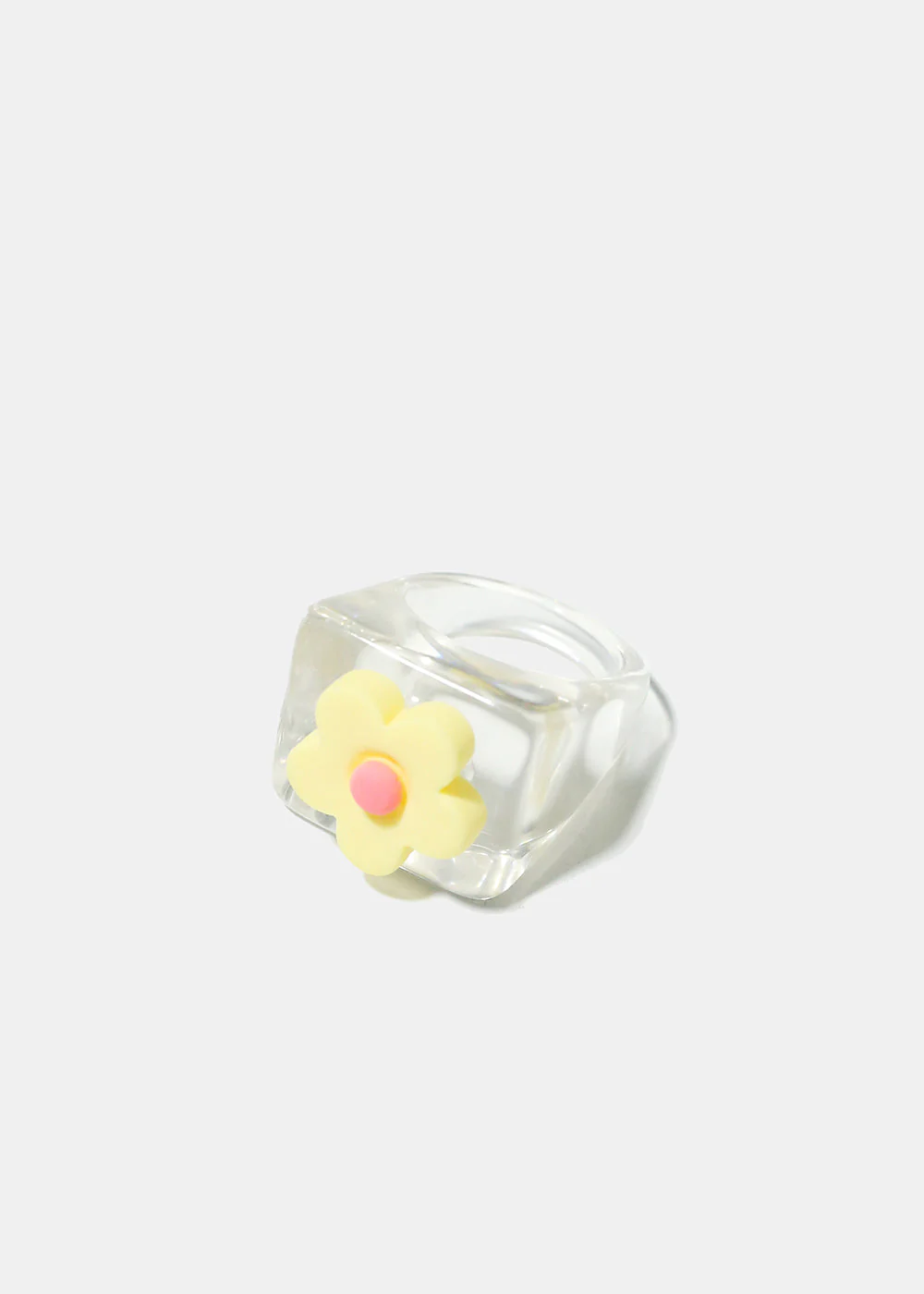 Clear with Flower Squared Ring - Image 5
