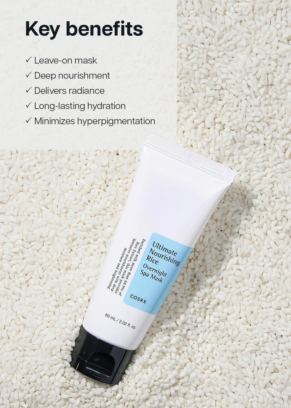 COSRX Ultimate Nourishing Rice Overnight Spa Mask 60ml - Image 4
