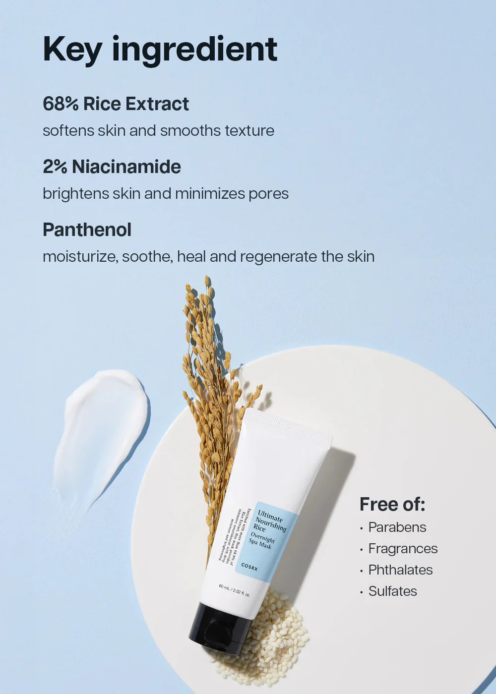COSRX Ultimate Nourishing Rice Overnight Spa Mask 60ml - Image 5