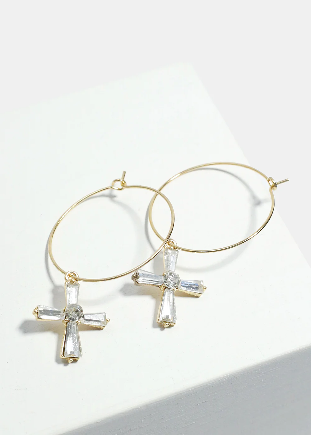 Cross Dangle Hoop Earrings - Image 2