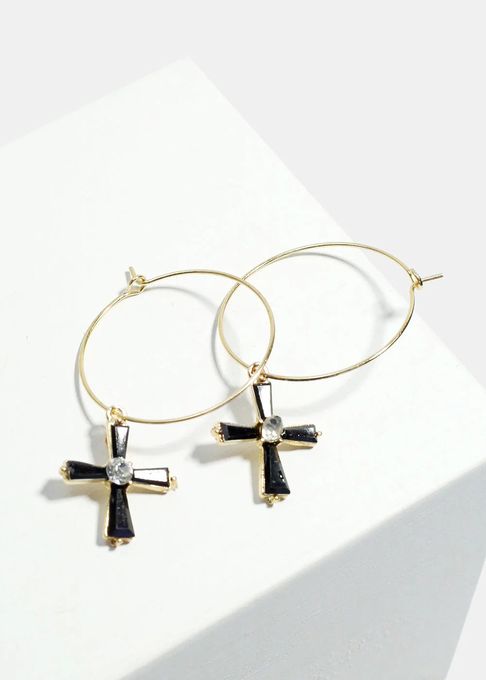 Cross Dangle Hoop Earrings - Image 3