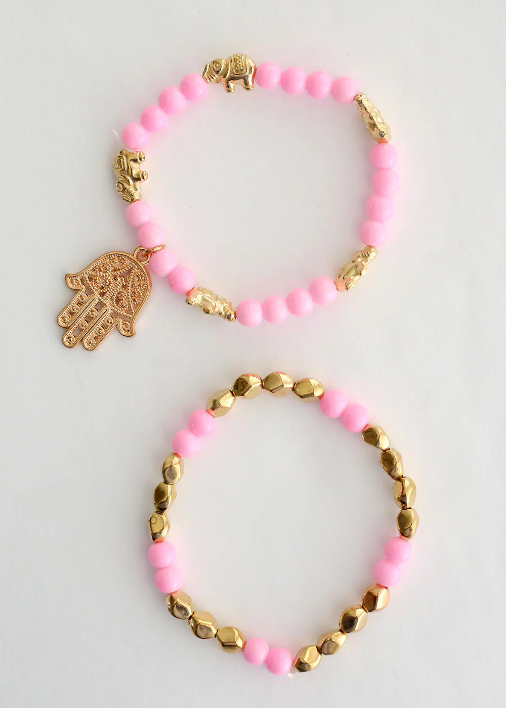 Double Bead Bracelet with Hamsa Hand Dangle - Image 8