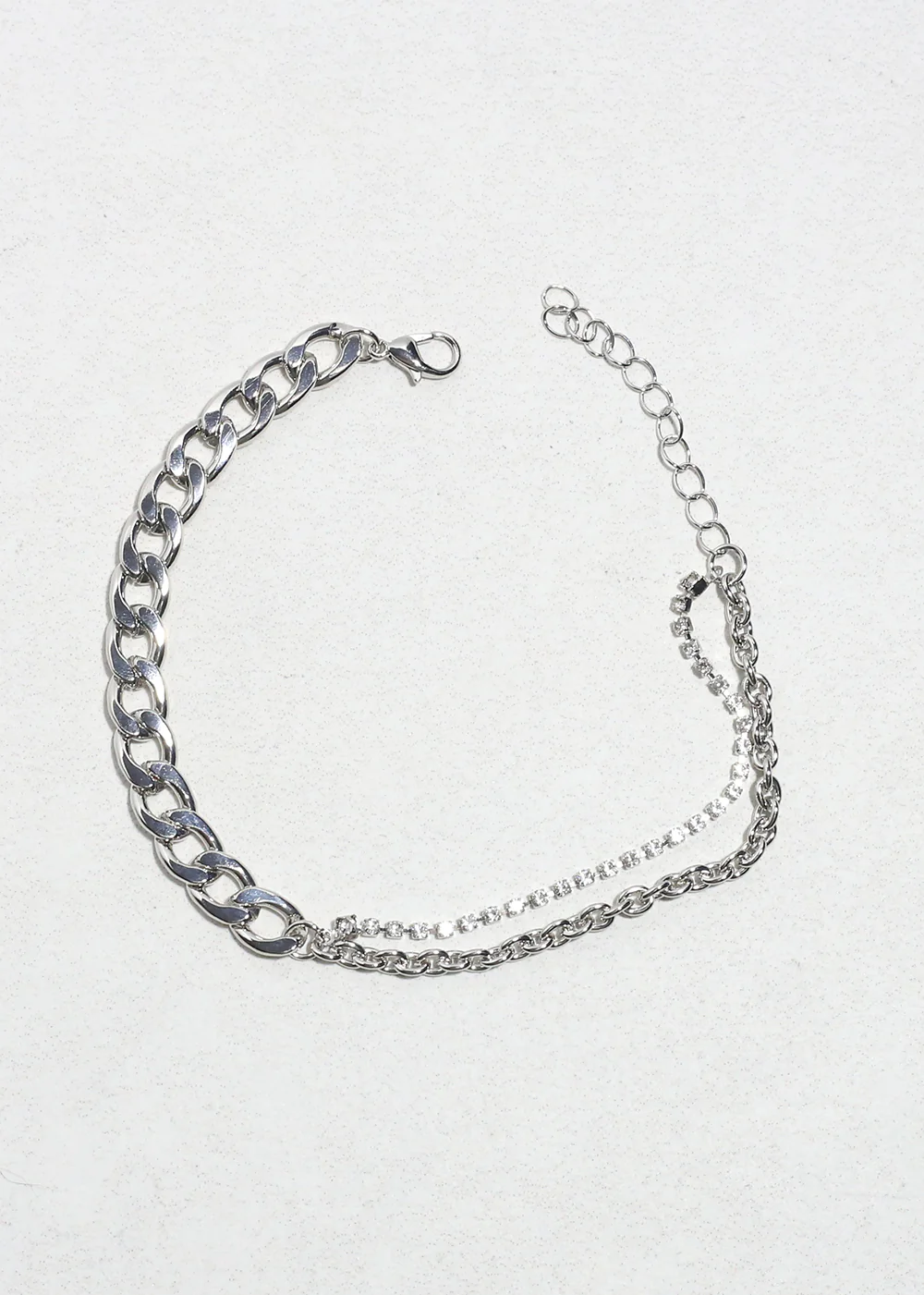 Double Luxe Silver Chain Anklet - Image 2