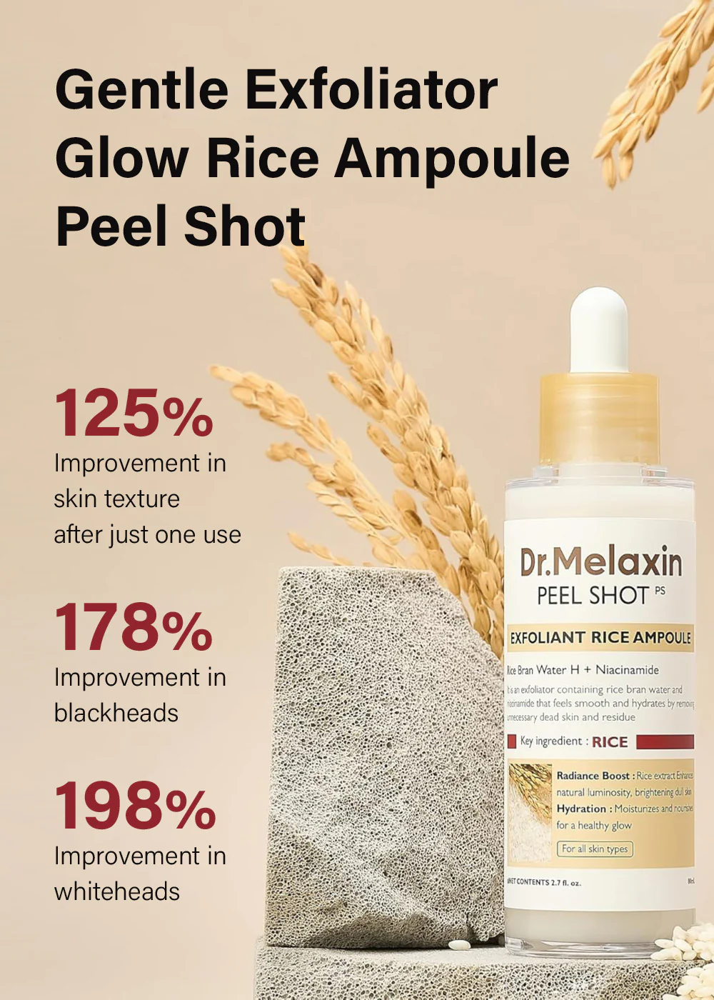Dr. Melaxin Peel Shot Exfoliating White Rice Ampoule 80ml - Image 3