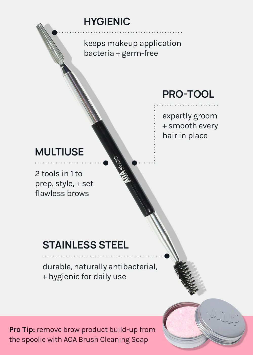 AOA Dual Brow Multi-Tool Spoolie + Spatula - Image 5
