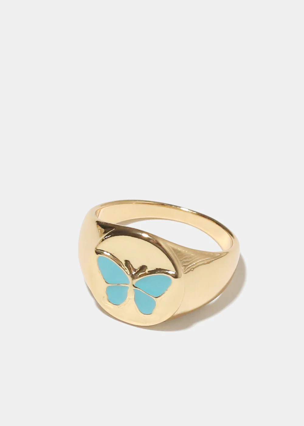 Gold Enamel Butterfly Ring - Image 7