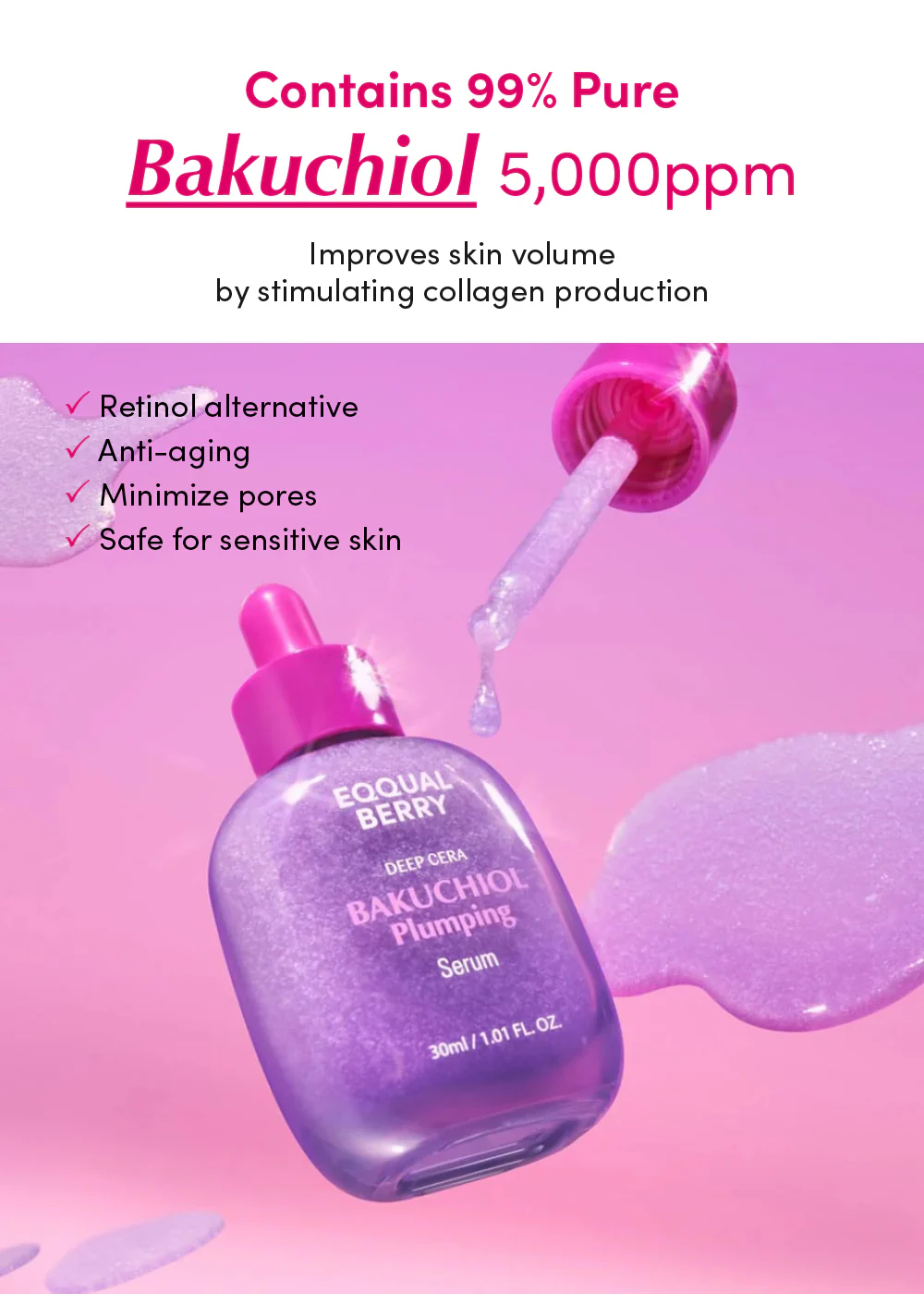 EQQUALBERRY Bakuchiol Plumping Serum 30ml - Image 3