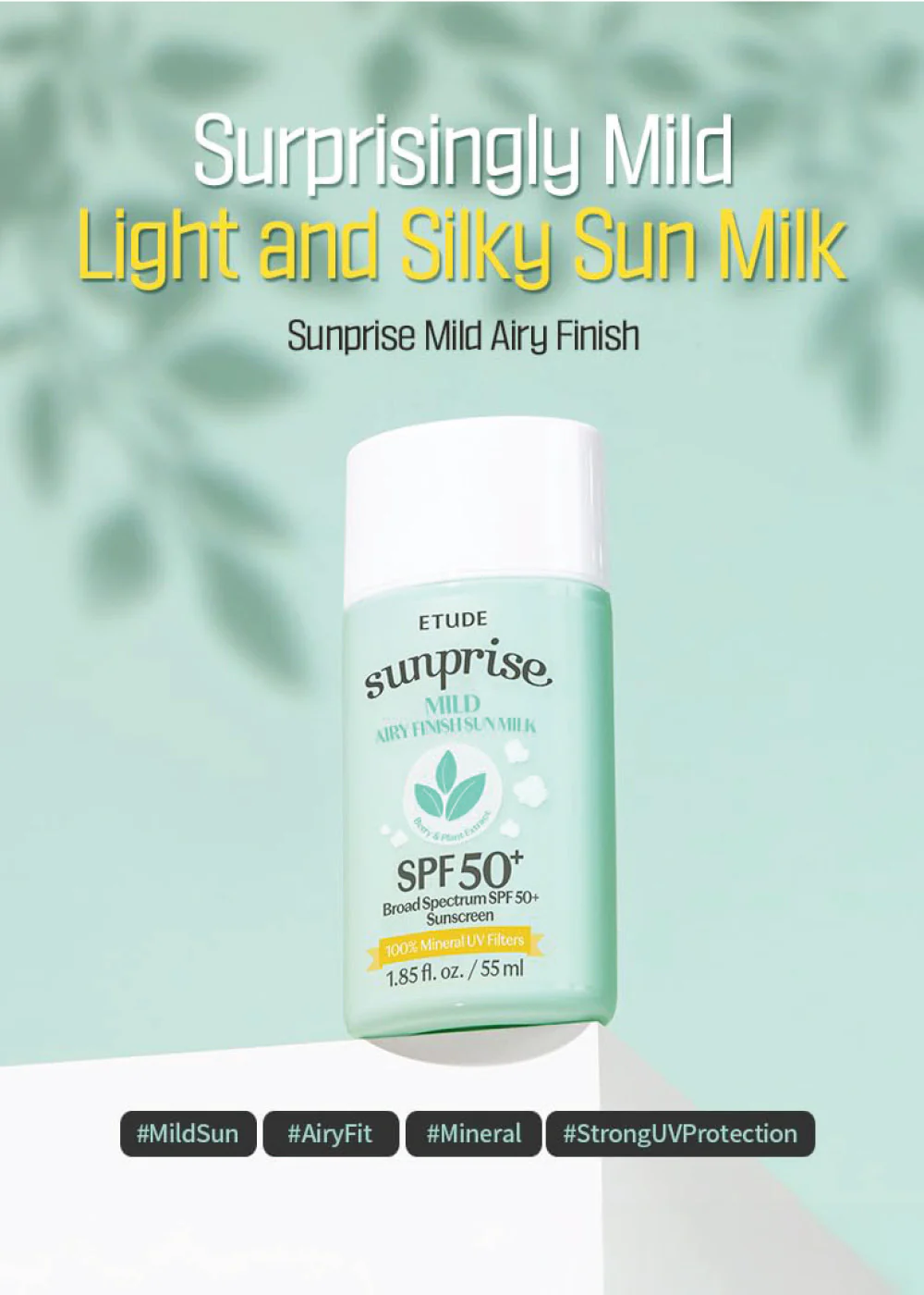 ETUDE Sunprise Mild Airy Finish Sun Milk SPF 50+ PA++++ 55ml - Image 2