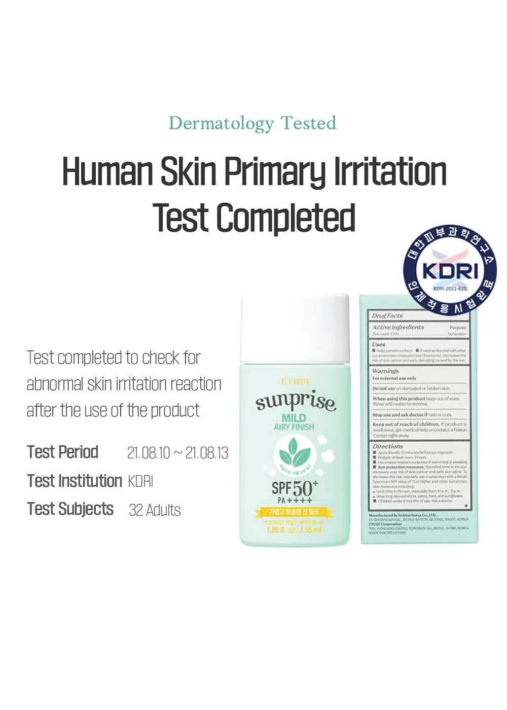 ETUDE Sunprise Mild Airy Finish Sun Milk SPF 50+ PA++++ 55ml - Image 7