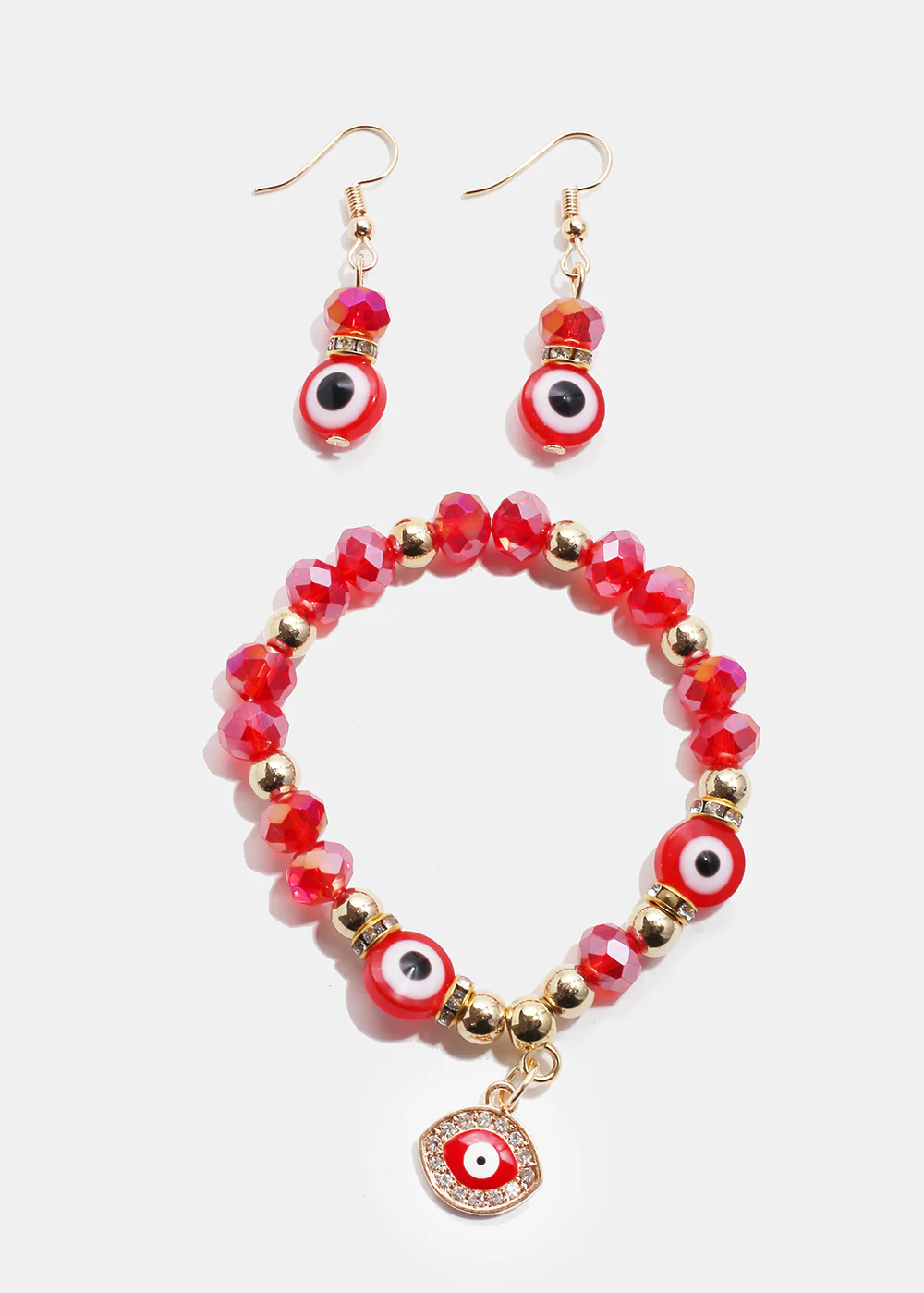 Red Evil Eye Bead & Earring Set - Image 2