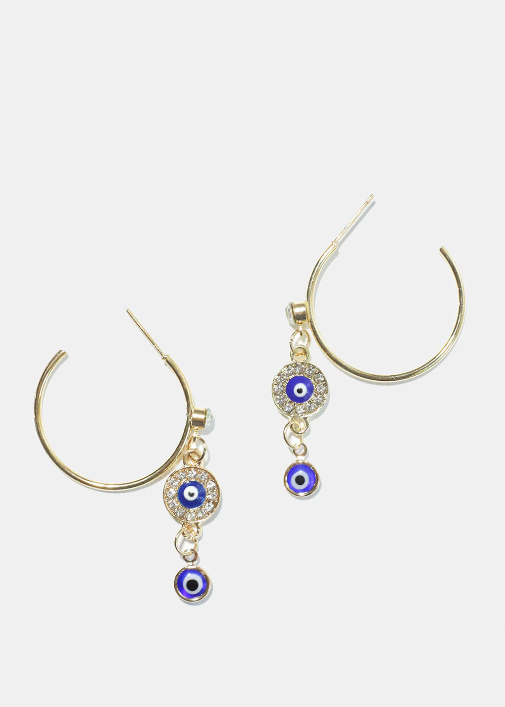 Evil Eye Dangle Charm Hoop Earrings - Image 2