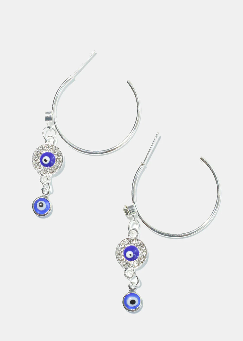 Evil Eye Dangle Charm Hoop Earrings - Image 4