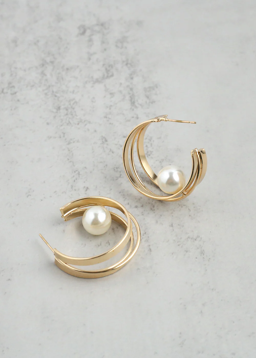 Floating Pearl Hoop Earrings - Image 2
