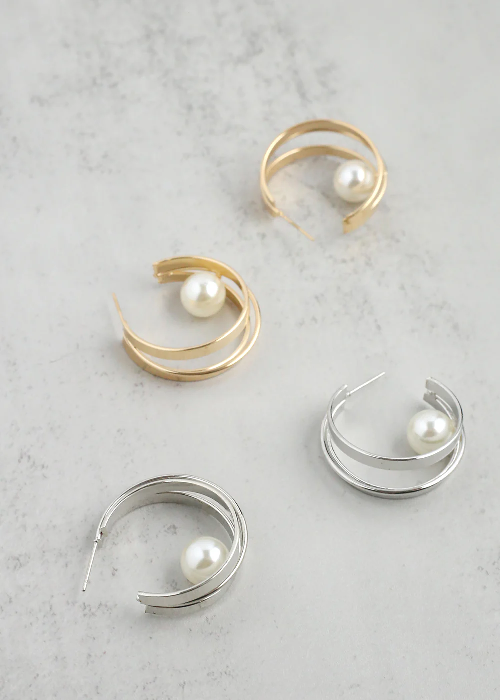 Floating Pearl Hoop Earrings - Image 3