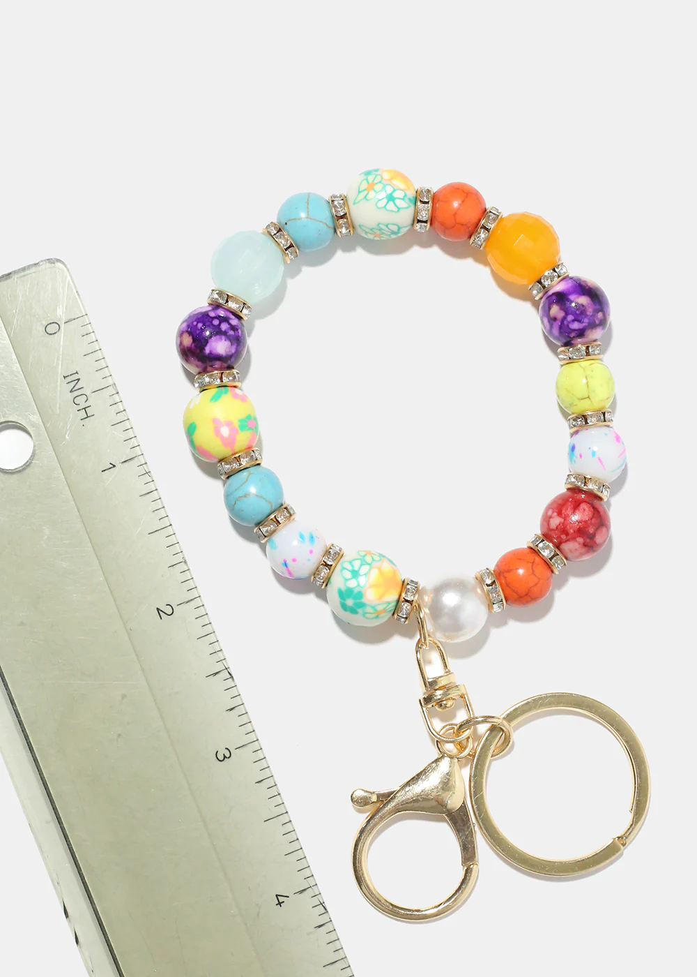Floral Bead Keychain Bracelet - Image 4