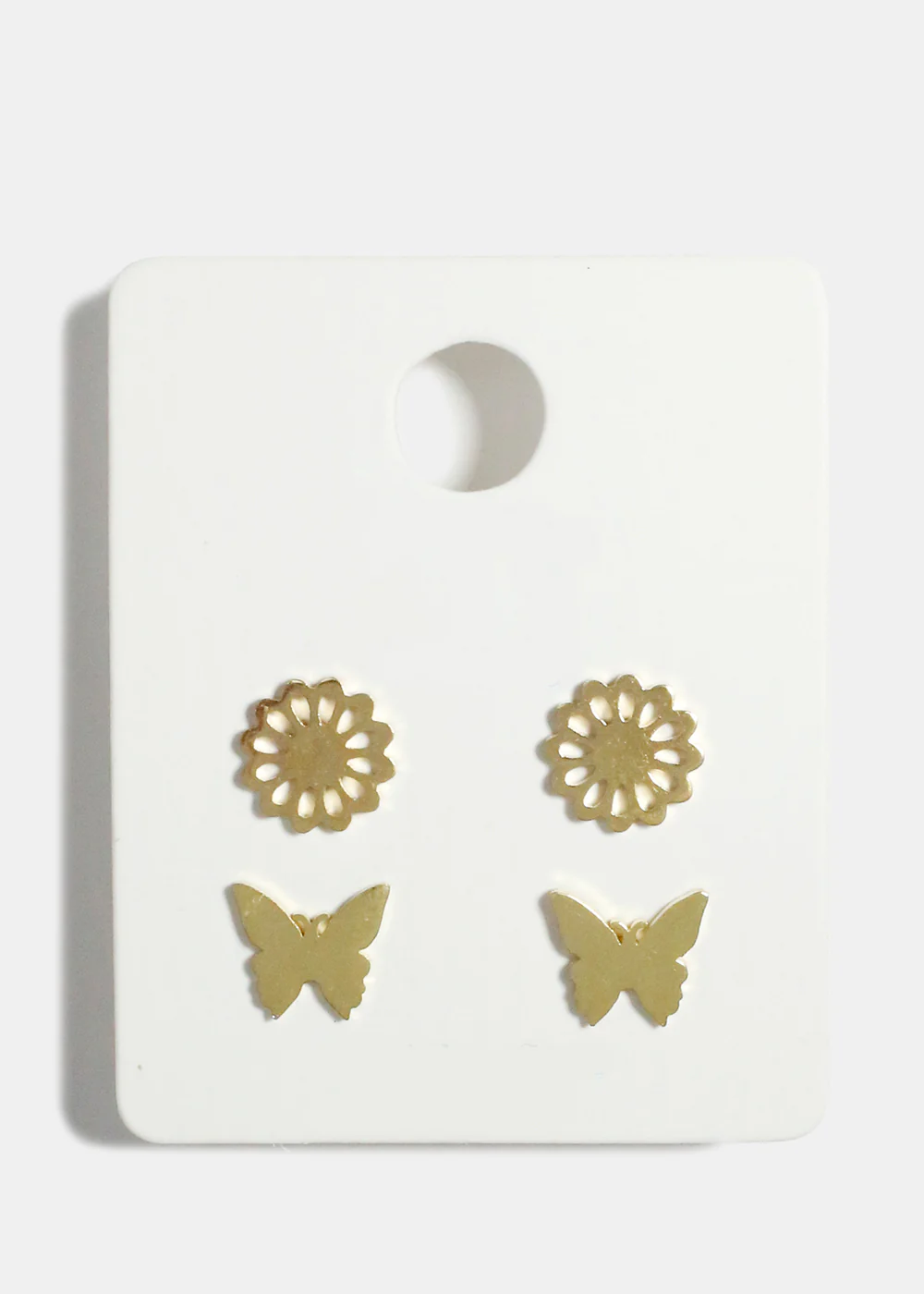 Flower and Butterfly Stud Earrings - Image 2