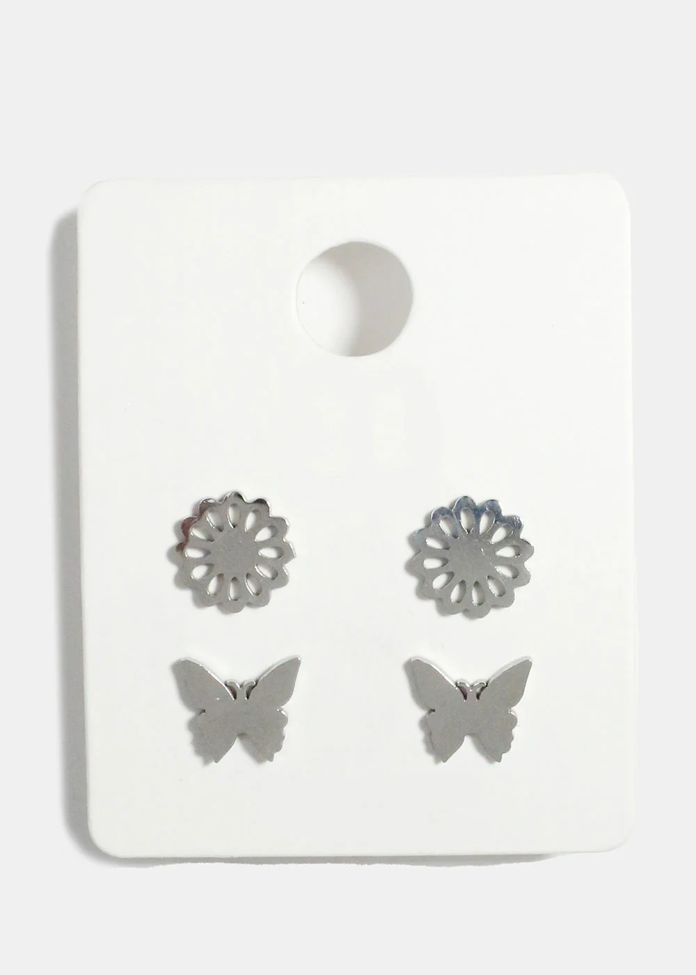 Flower and Butterfly Stud Earrings - Image 3