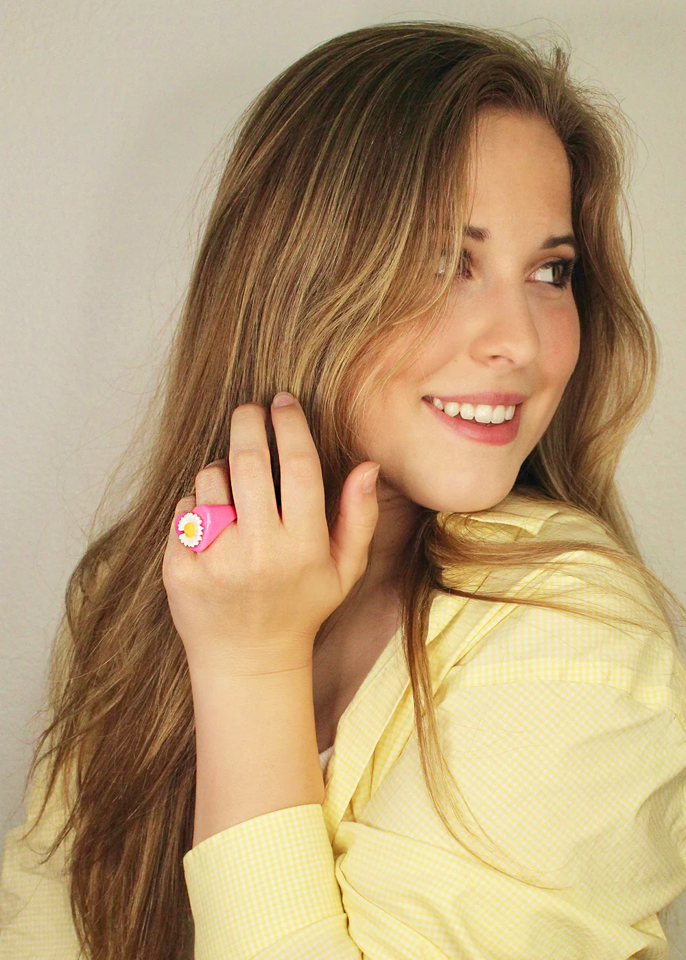 Flower on Heart Resin Ring