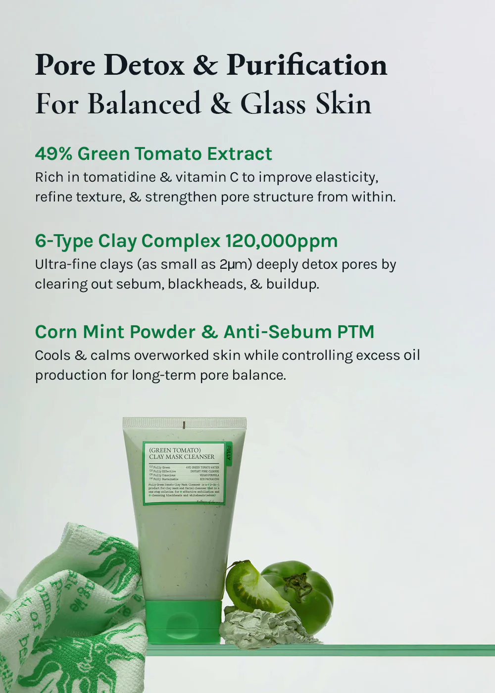 FULLY Green Tomato Clay Mask Cleanser 120ml - Image 4