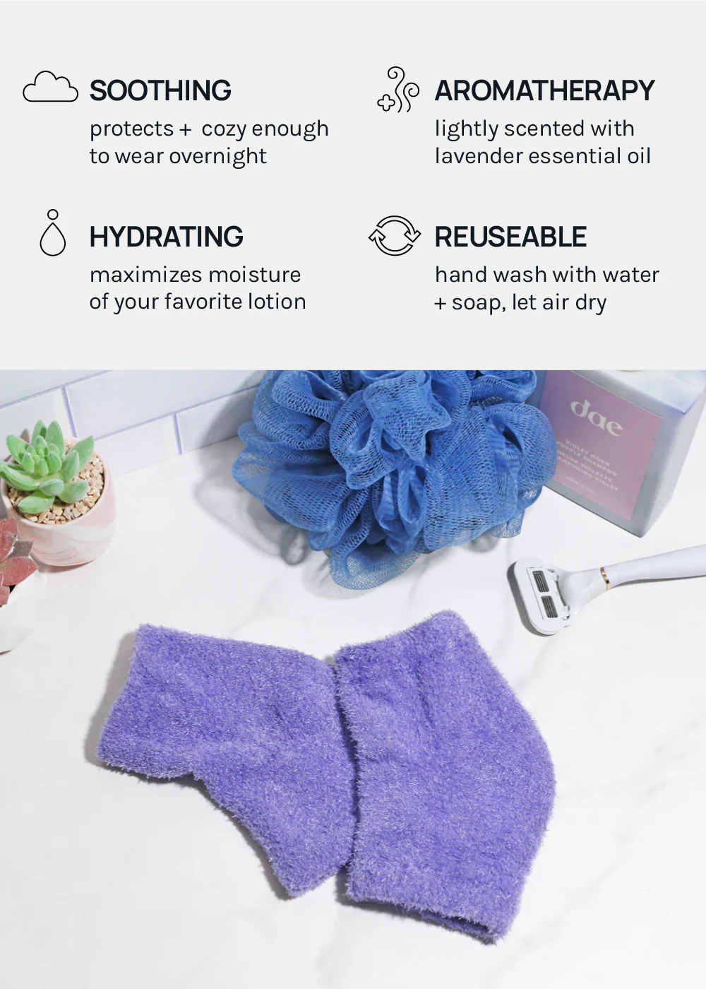 Gel Lined Heel and Elbow Spa Cover - Lavender - Image 4