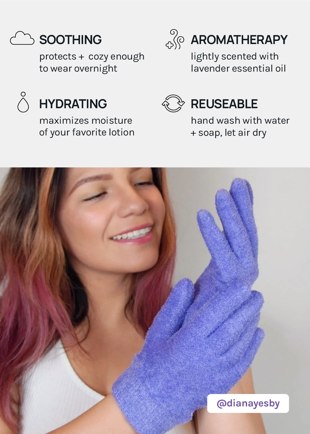 Gel Lined Moisturizing Spa Glove - Lavender - Image 3