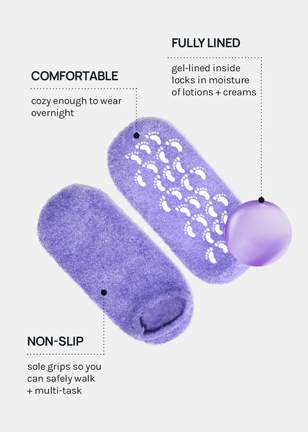 Gel Lined Moisturizing Spa Sock - Lavender - Image 5