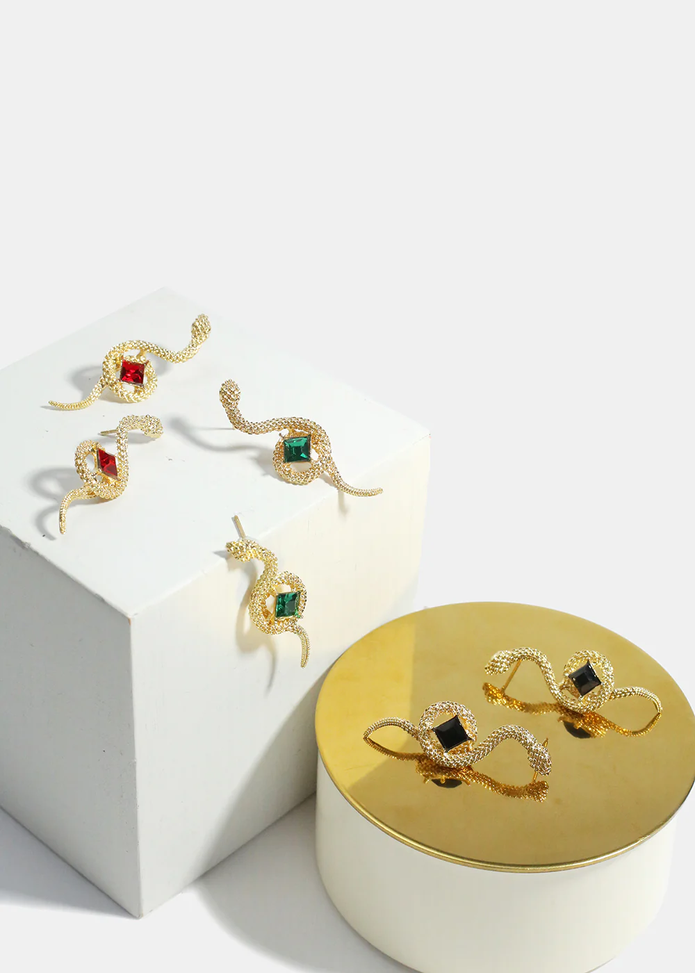 Gemstone in Snake Earrings