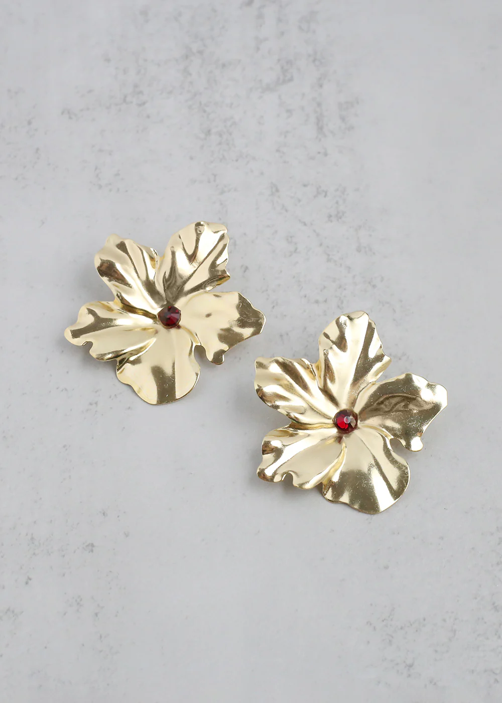 Gold Cayena Flower Clip-On Earrings