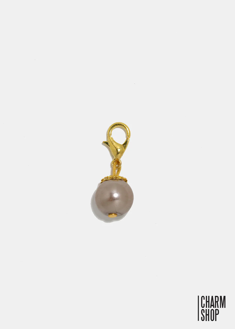 Gold Tone Light Brown Pearl Dangle Charm
