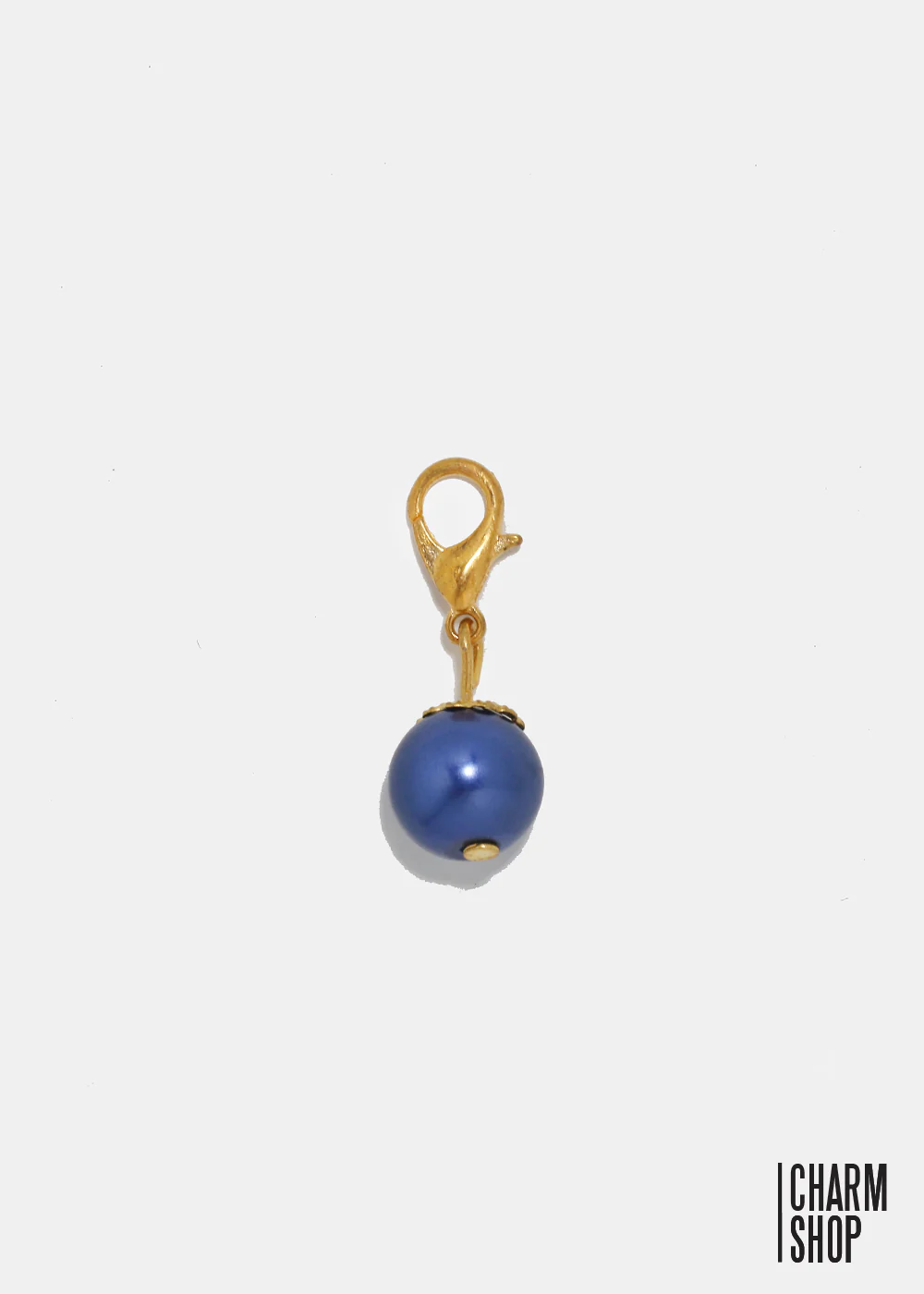Gold Tone Navy Pearl Dangle Charm