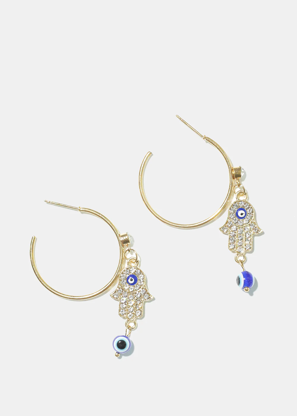 Hamsa Hand & Evil Eye Hoop Earrings - Image 2