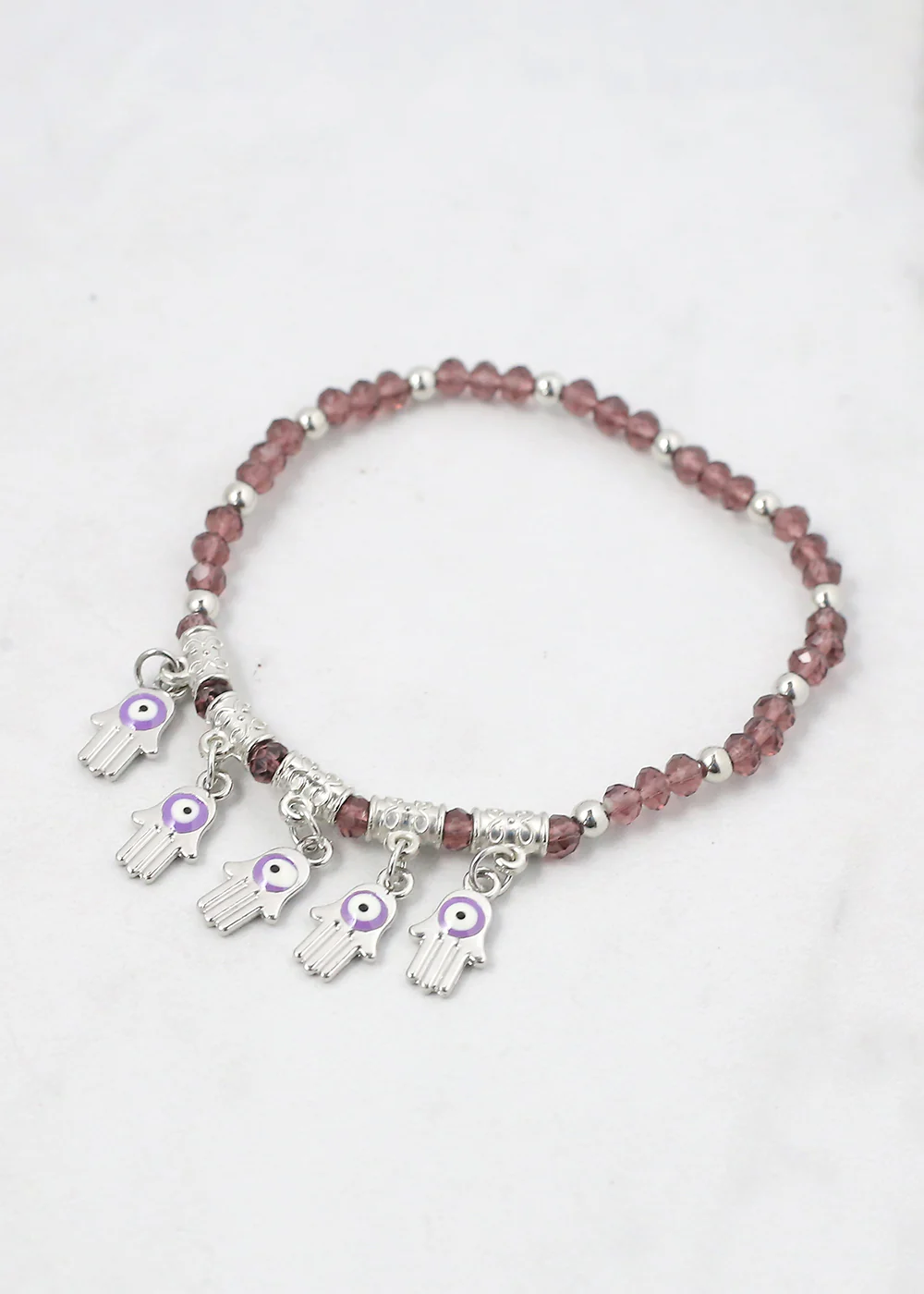 Hamsa Hands + Crystal Beads Bracelet