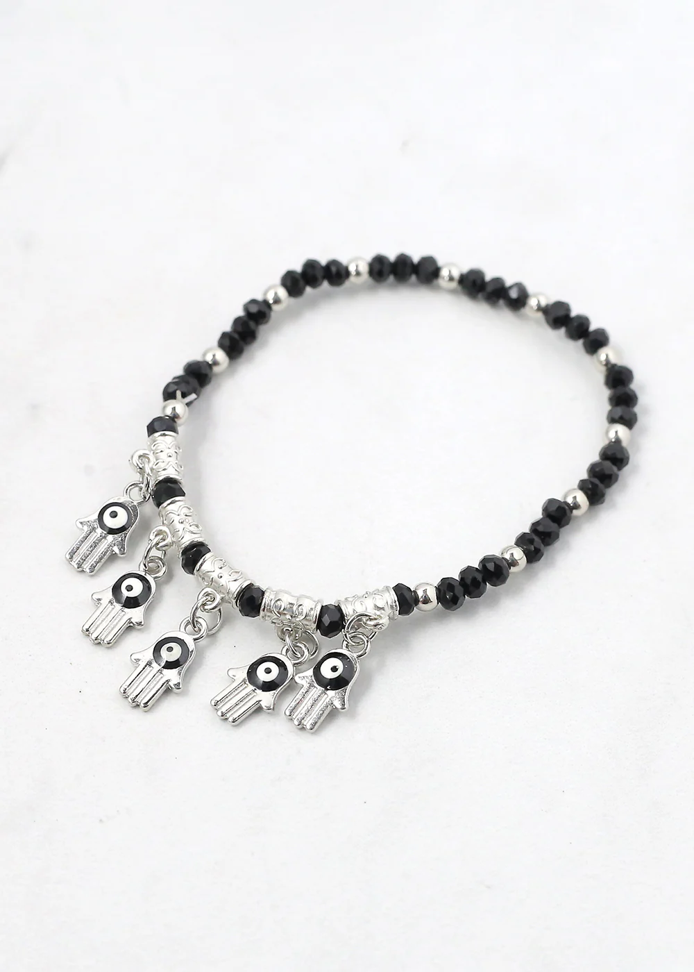 Hamsa Hands + Crystal Beads Bracelet - Image 10