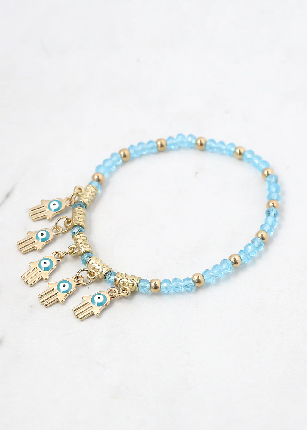 Hamsa Hands + Crystal Beads Bracelet - Image 6