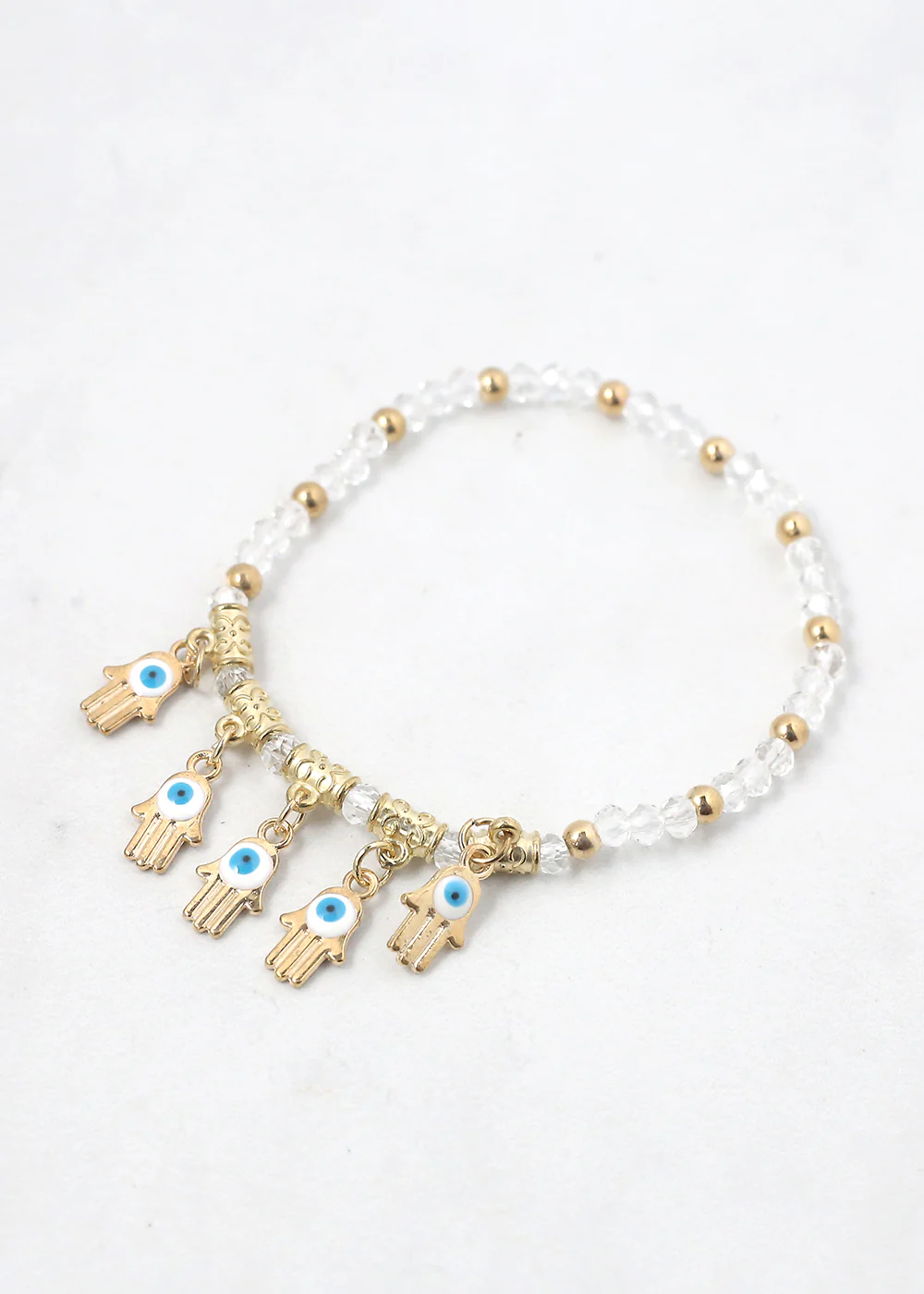 Hamsa Hands + Crystal Beads Bracelet - Image 8