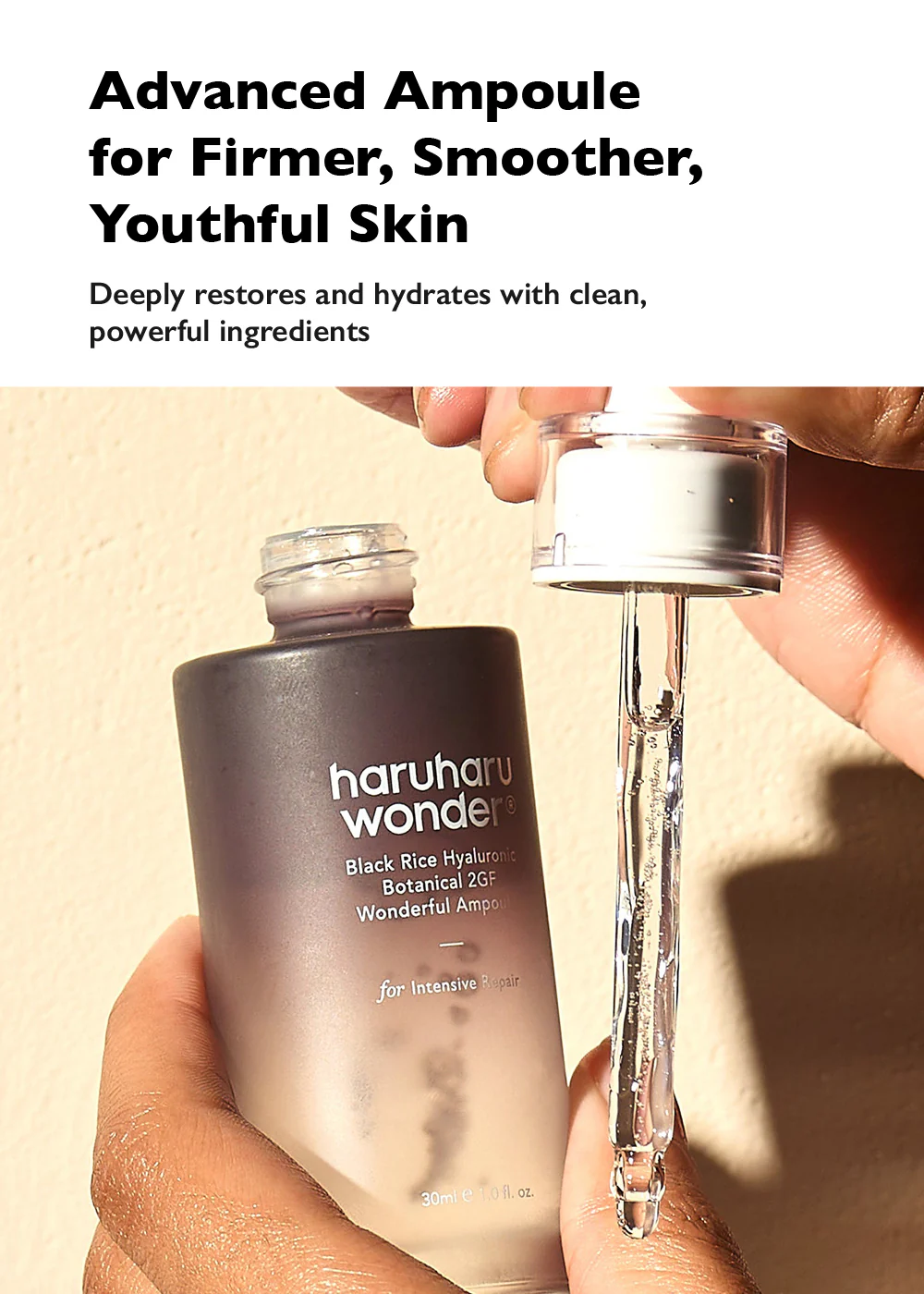 haruharu wonder Black Rice Hyaluronic Botanical 2GF Wonderful Ampoule 30ml - Image 2
