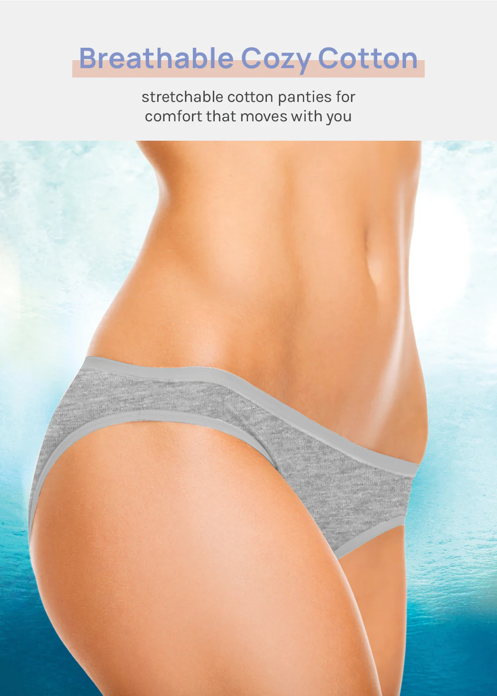 Her. Cotton Stretch Bikini - Grey - Image 2