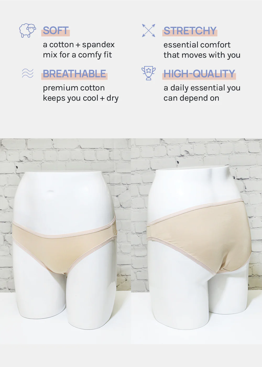 Her. Cotton Stretch Bikini - Nude - Image 4